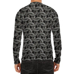 Metal Chainmail Pattern Print Men's Long Sleeve Rash Guard
