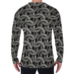 Metal Chainmail Pattern Print Men's Long Sleeve T-Shirt