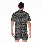 Metal Chainmail Pattern Print Men's Rompers