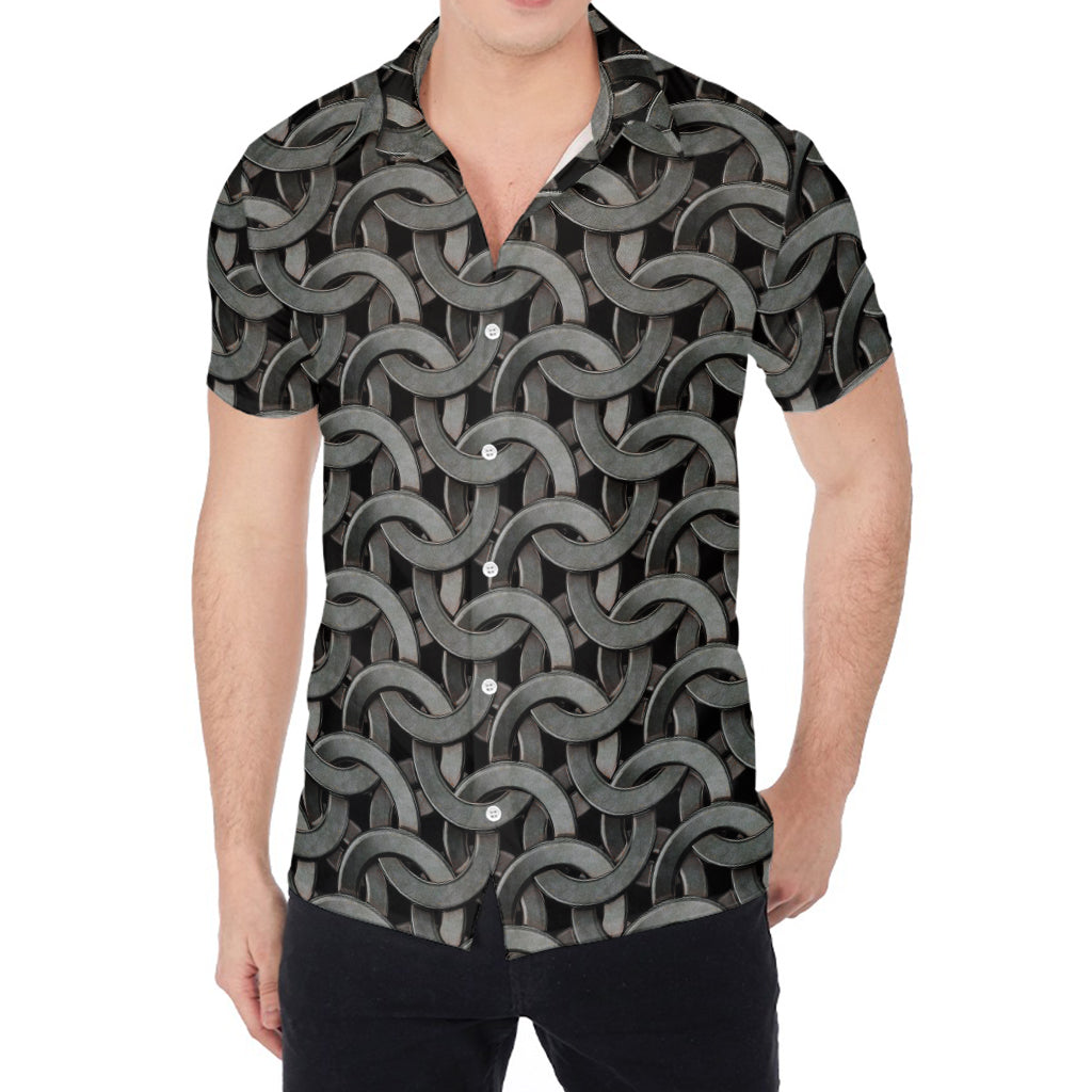Metal Chainmail Pattern Print Men's Shirt