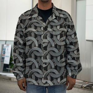 Metal Chainmail Pattern Print Men's Shirt Jacket