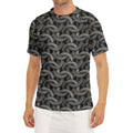 Metal Chainmail Pattern Print Men's Short Sleeve Rash Guard