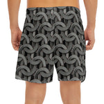 Metal Chainmail Pattern Print Men's Split Running Shorts