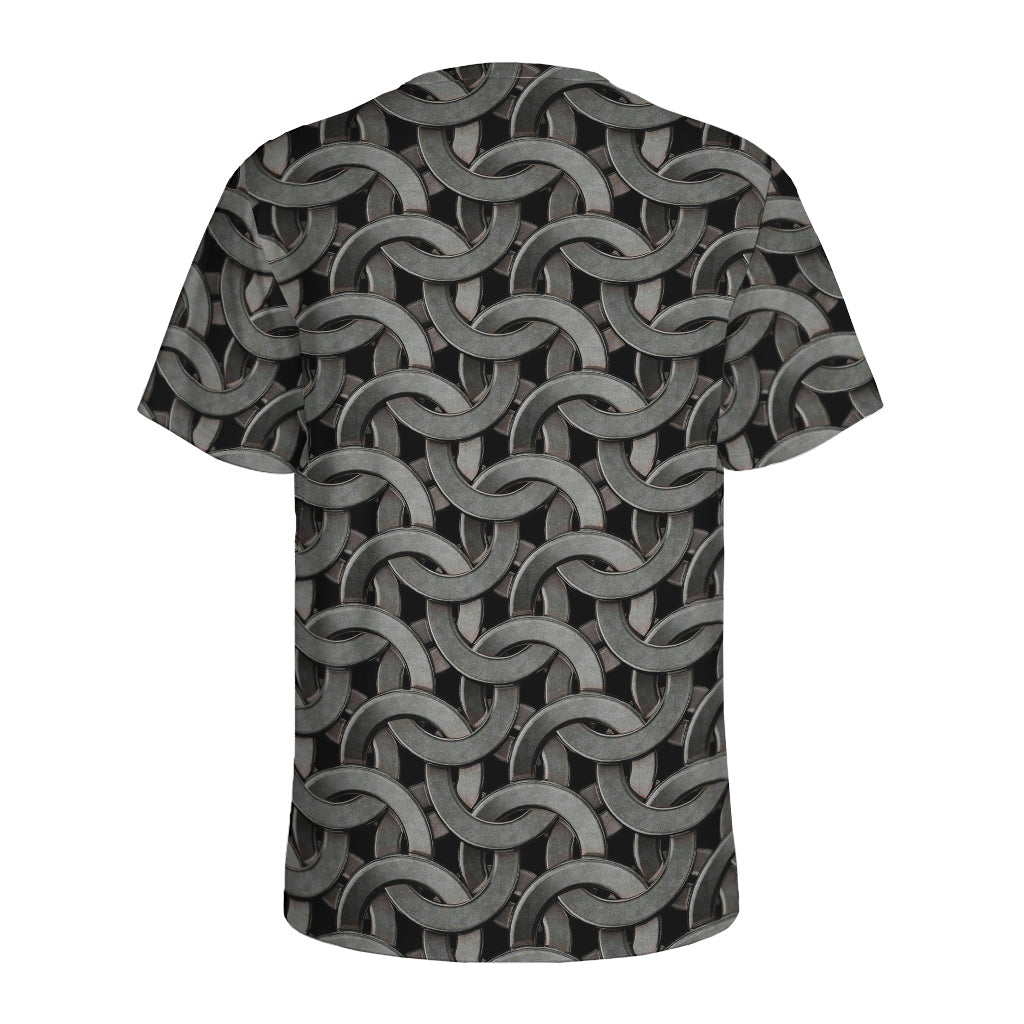 Metal Chainmail Pattern Print Men's Sports T-Shirt