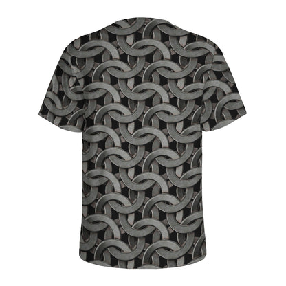 Metal Chainmail Pattern Print Men's Sports T-Shirt
