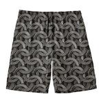 Metal Chainmail Pattern Print Men's Swim Trunks