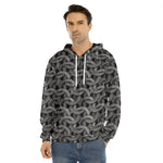 Metal Chainmail Pattern Print Men's Velvet Pullover Hoodie