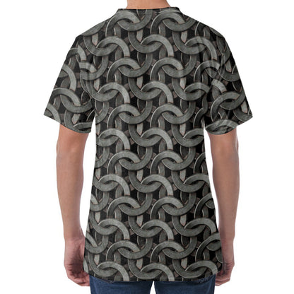 Metal Chainmail Pattern Print Men's Velvet T-Shirt