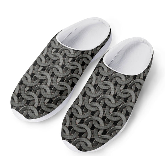 Metal Chainmail Pattern Print Mesh Casual Shoes