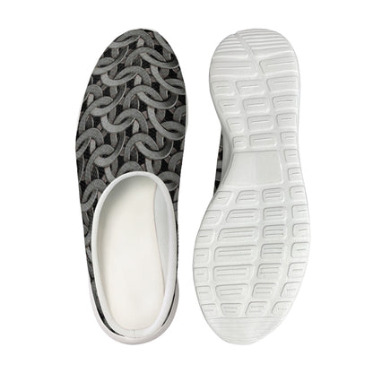 Metal Chainmail Pattern Print Mesh Casual Shoes