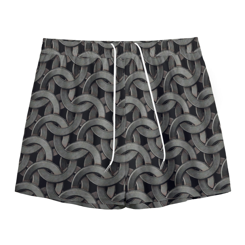 Metal Chainmail Pattern Print Mesh Shorts