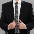 Metal Chainmail Pattern Print Necktie