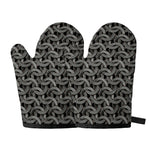 Metal Chainmail Pattern Print Oven Mitts