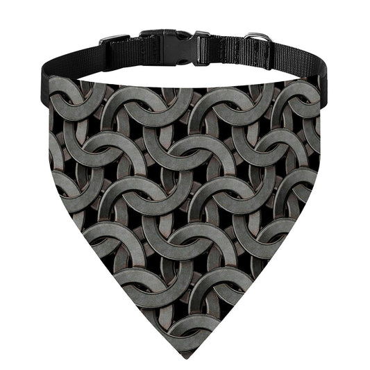 Metal Chainmail Pattern Print Over The Collar Dog Bandana