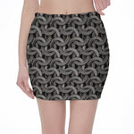 Metal Chainmail Pattern Print Pencil Mini Skirt