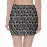 Metal Chainmail Pattern Print Pencil Mini Skirt