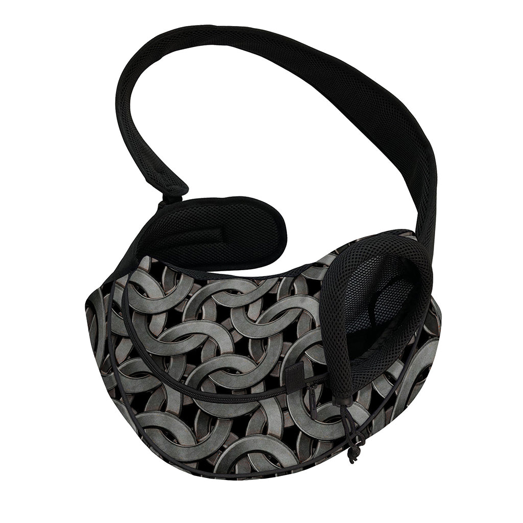 Metal Chainmail Pattern Print Pet Sling Carrier