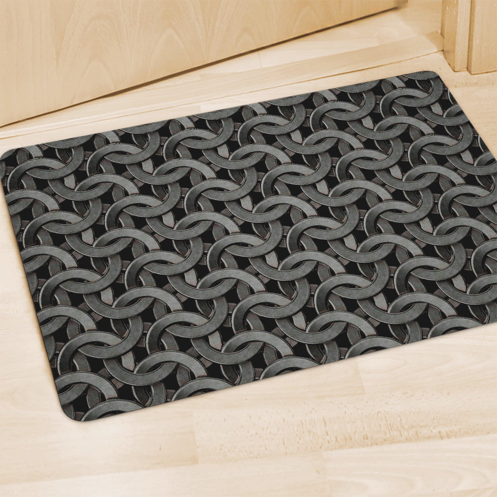 Metal Chainmail Pattern Print Polyester Doormat
