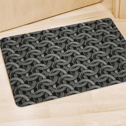 Metal Chainmail Pattern Print Polyester Doormat
