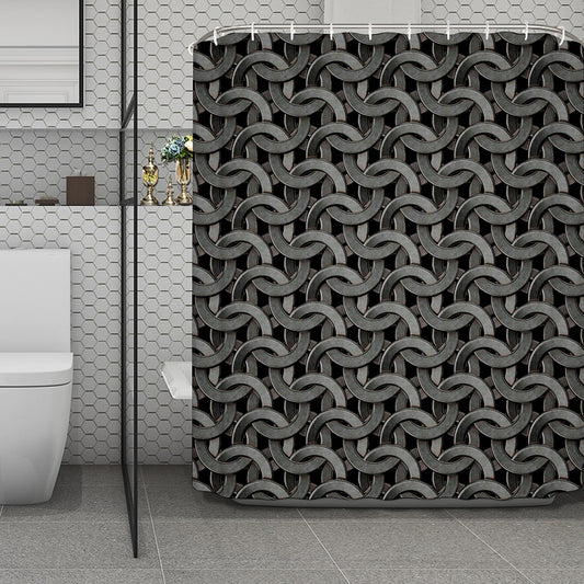 Metal Chainmail Pattern Print Polyester Shower Curtain