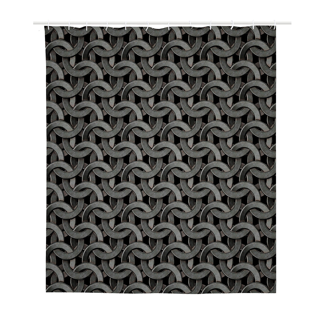 Metal Chainmail Pattern Print Polyester Shower Curtain