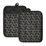 Metal Chainmail Pattern Print Pot Holders With Pocket