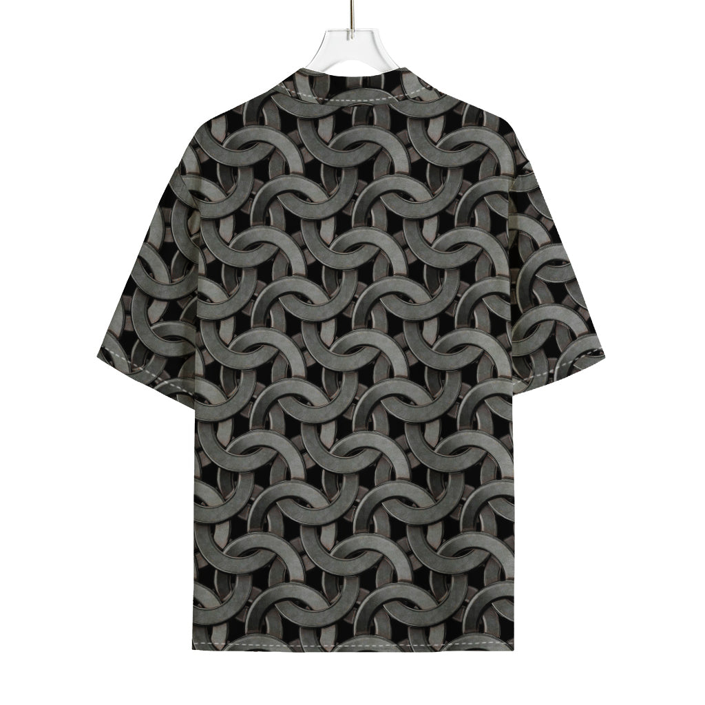 Metal Chainmail Pattern Print Rayon Hawaiian Shirt