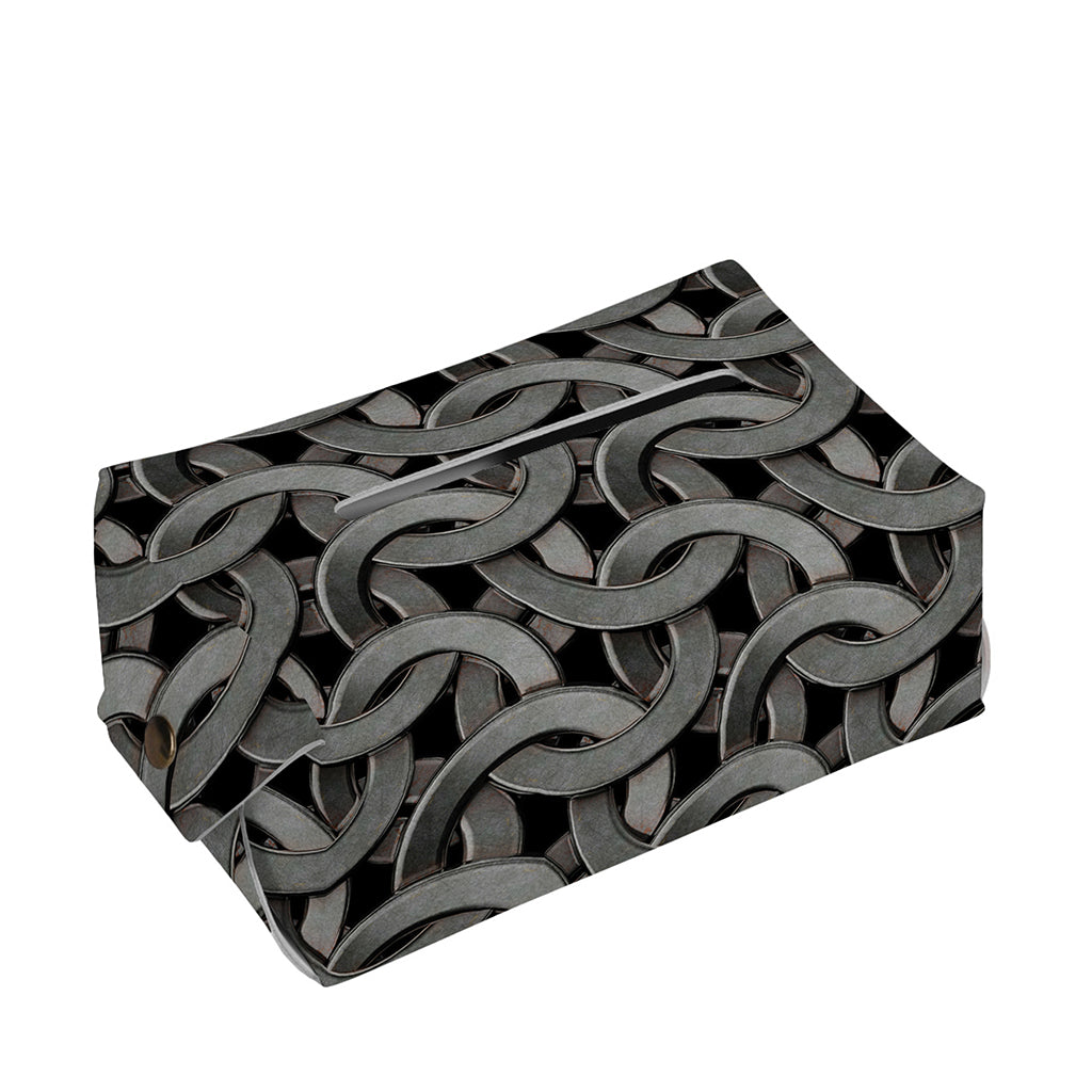 Metal Chainmail Pattern Print Rectangle Tissue Box Cover