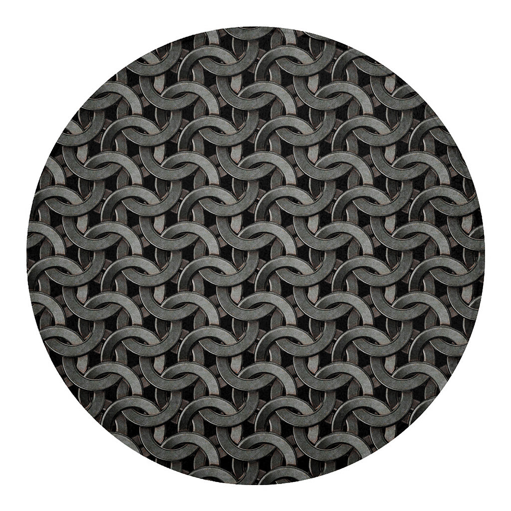 Metal Chainmail Pattern Print Round Blanket