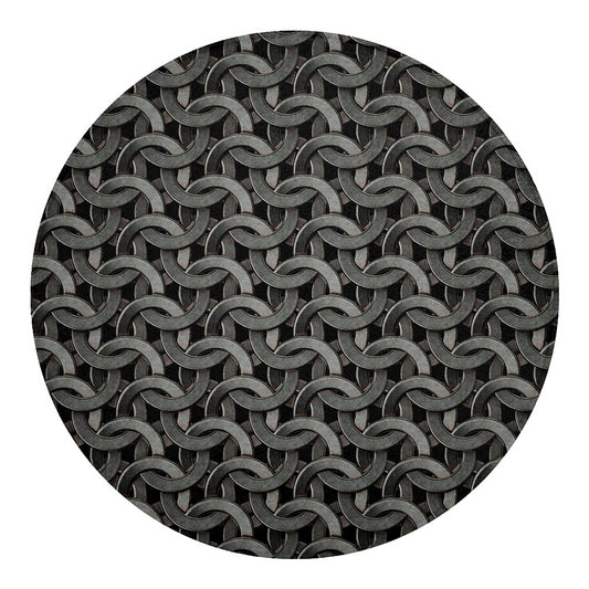 Metal Chainmail Pattern Print Round Blanket