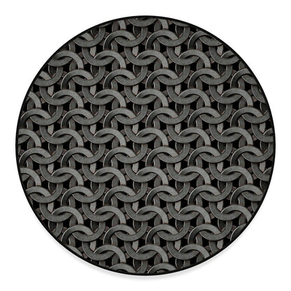 Metal Chainmail Pattern Print Round Floor Mat