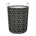 Metal Chainmail Pattern Print Round Laundry Basket
