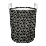 Metal Chainmail Pattern Print Round Laundry Basket