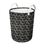 Metal Chainmail Pattern Print Round Laundry Basket