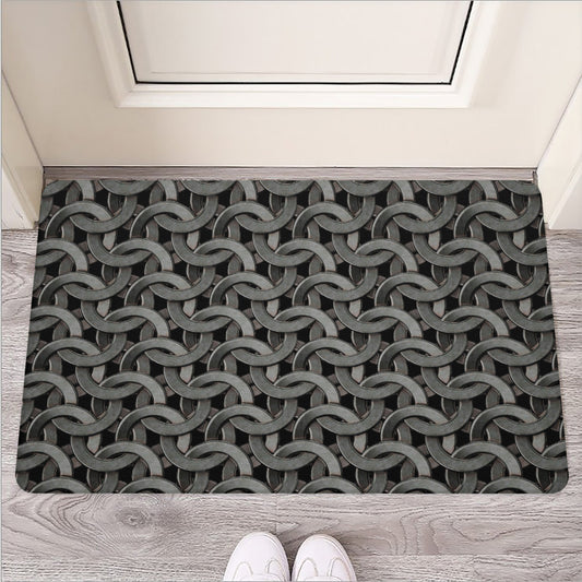 Metal Chainmail Pattern Print Rubber Doormat