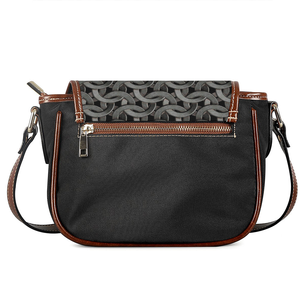 Metal Chainmail Pattern Print Saddle Bag