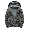 Metal Chainmail Pattern Print Sherpa Lined Zip Up Hoodie