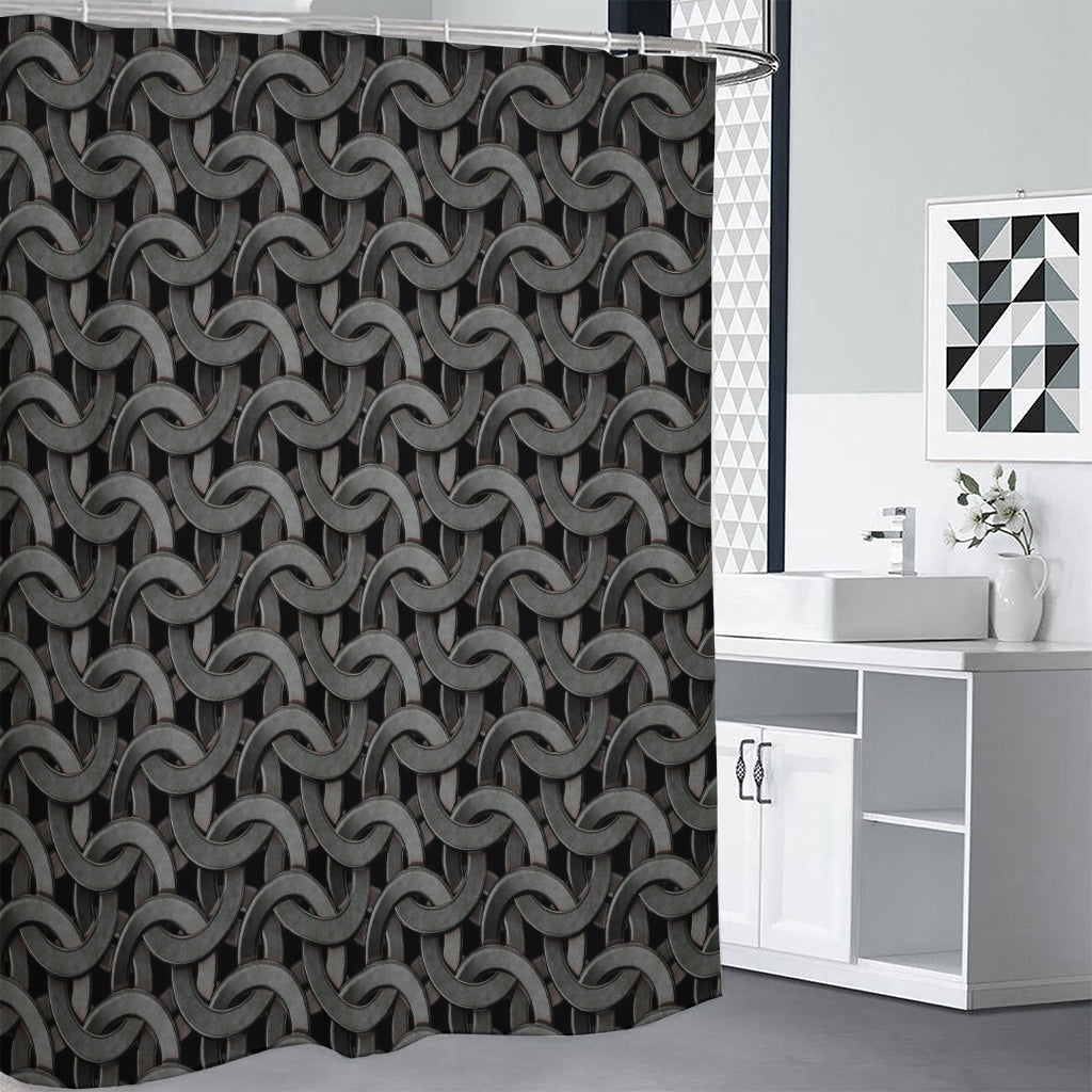 Metal Chainmail Pattern Print Shower Curtain