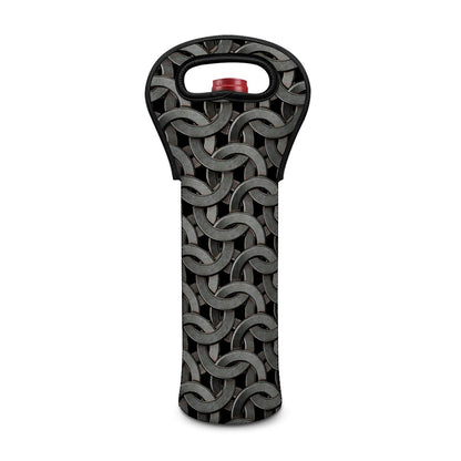 Metal Chainmail Pattern Print Single Neoprene Wine Tote