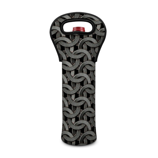 Metal Chainmail Pattern Print Single Neoprene Wine Tote