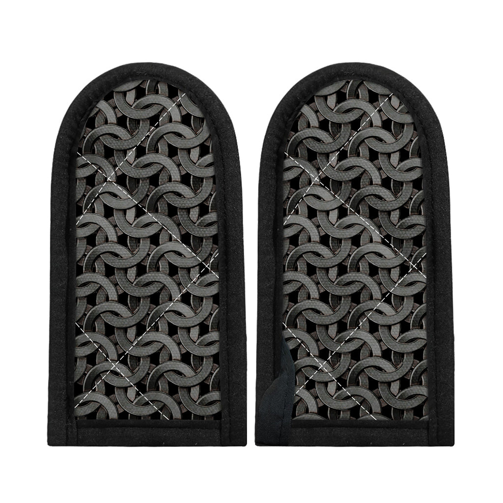 Metal Chainmail Pattern Print Skillet Handle Cover