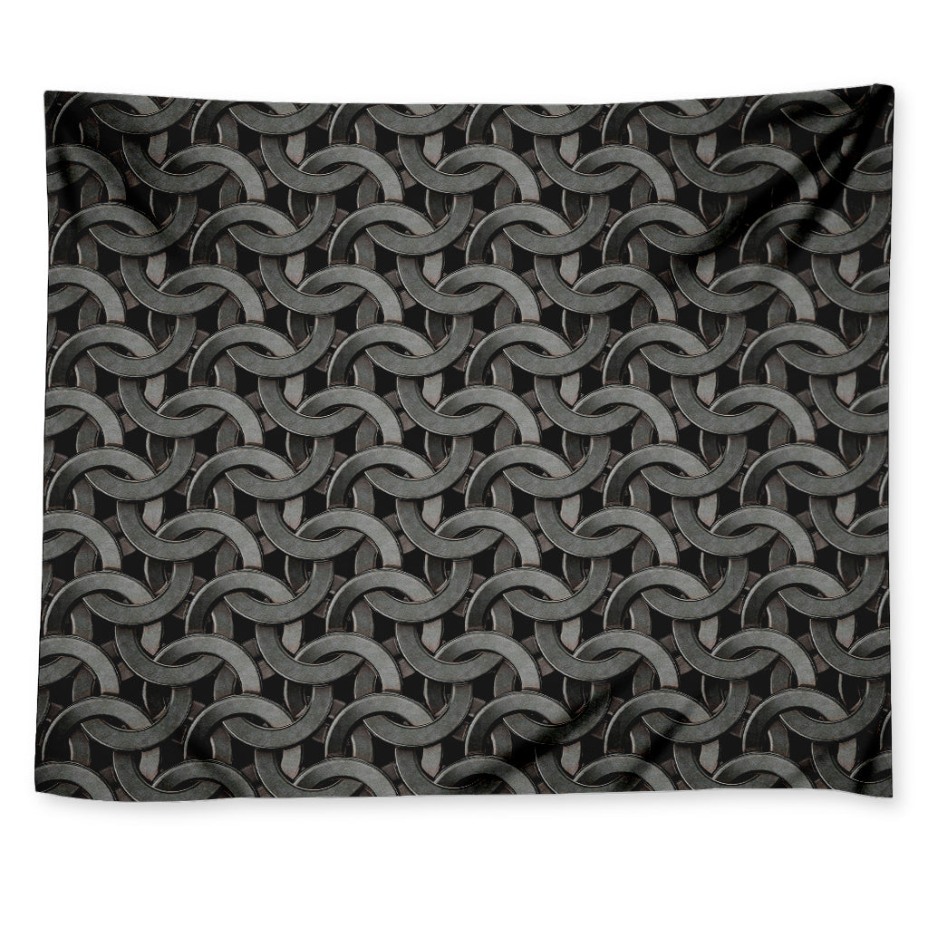 Metal Chainmail Pattern Print Tapestry