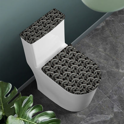 Metal Chainmail Pattern Print Toilet Lid And Tank Cover Set