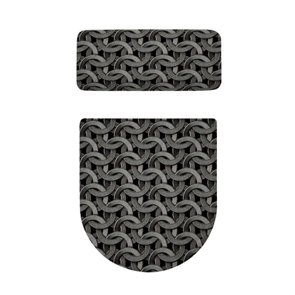 Metal Chainmail Pattern Print Toilet Lid And Tank Cover Set