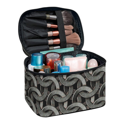 Metal Chainmail Pattern Print Travel Makeup Bag