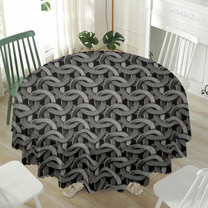 Metal Chainmail Pattern Print Waterproof Round Tablecloth