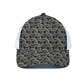 Metal Chainmail Pattern Print White Mesh Trucker Hat