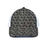 Metal Chainmail Pattern Print White Mesh Trucker Cap