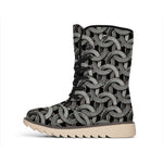 Metal Chainmail Pattern Print Winter Boots