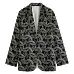 Metal Chainmail Pattern Print Women's Cotton Blazer